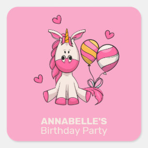 Sticker de fête d'anniversaire fille rose mignonne
