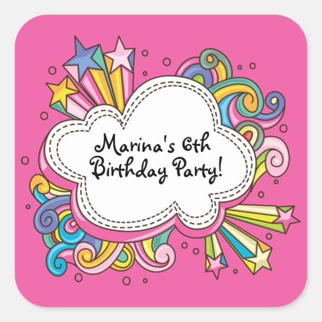 Sticker de fête d'anniversaire nuageux (Devant)