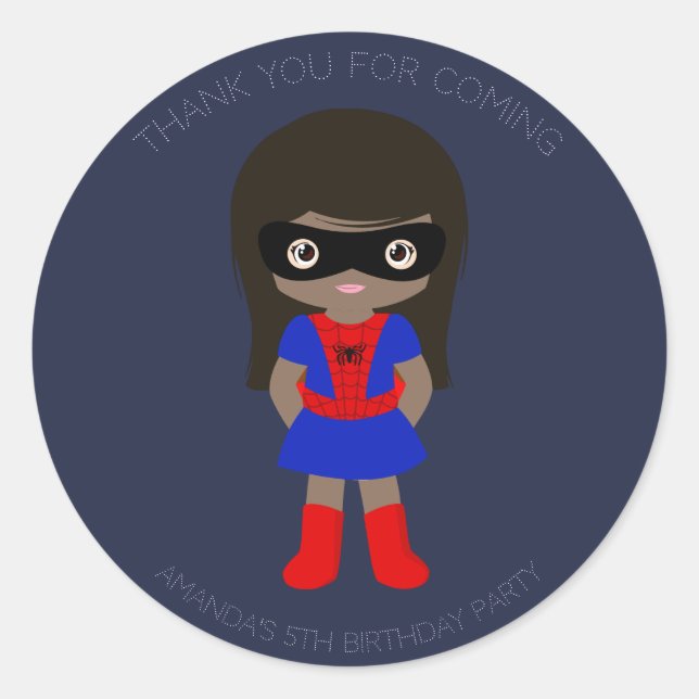 Sticker de fête d'anniversaire pour filles superhe (Devant)
