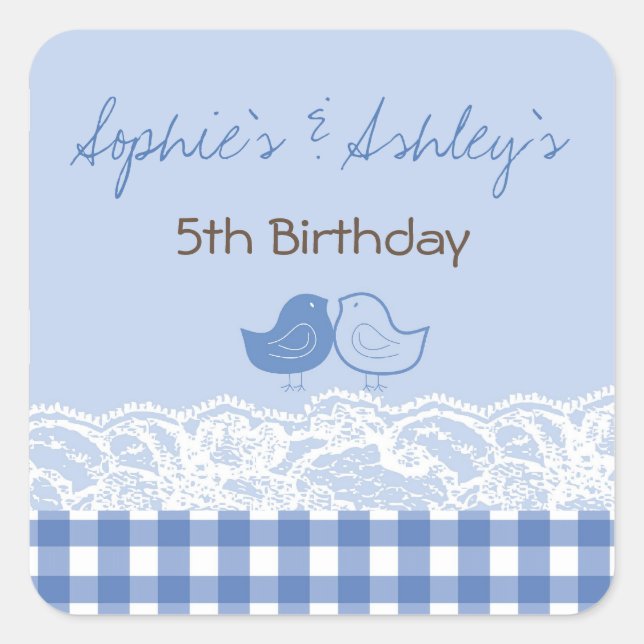 Sticker de fête d'anniversaire pour les oiseaux ju (Devant)
