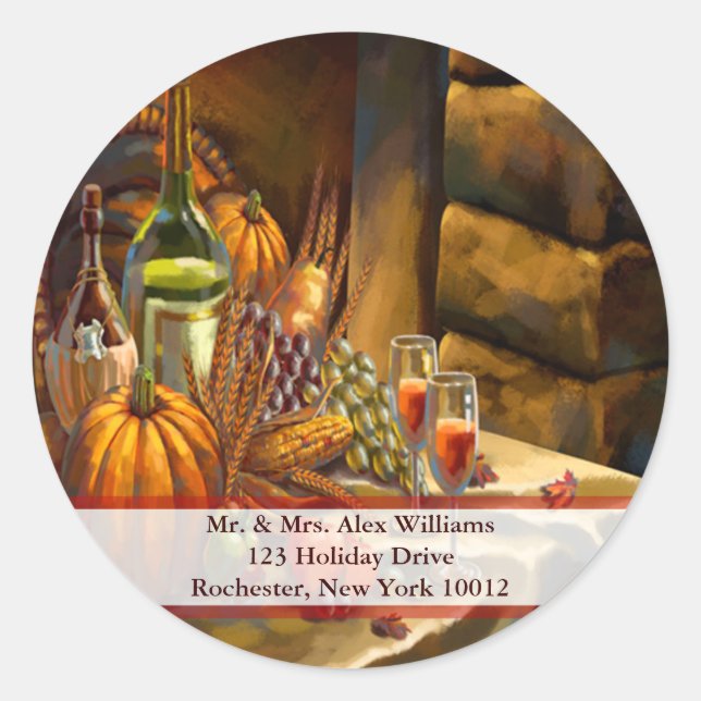 Sticker de fête de Thanksgiving Étiquette de adres (Devant)