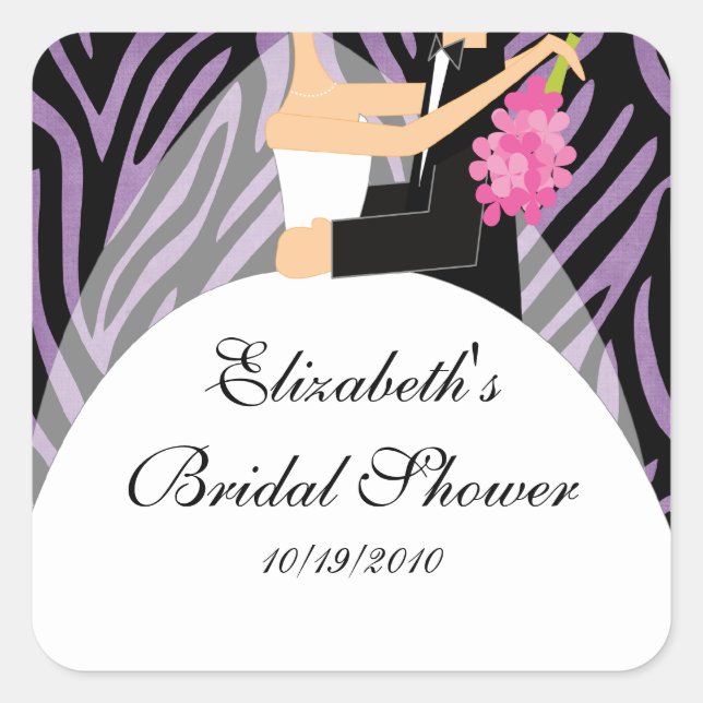 Sticker de Fête des mariées de mariée Zebra violet (Devant)