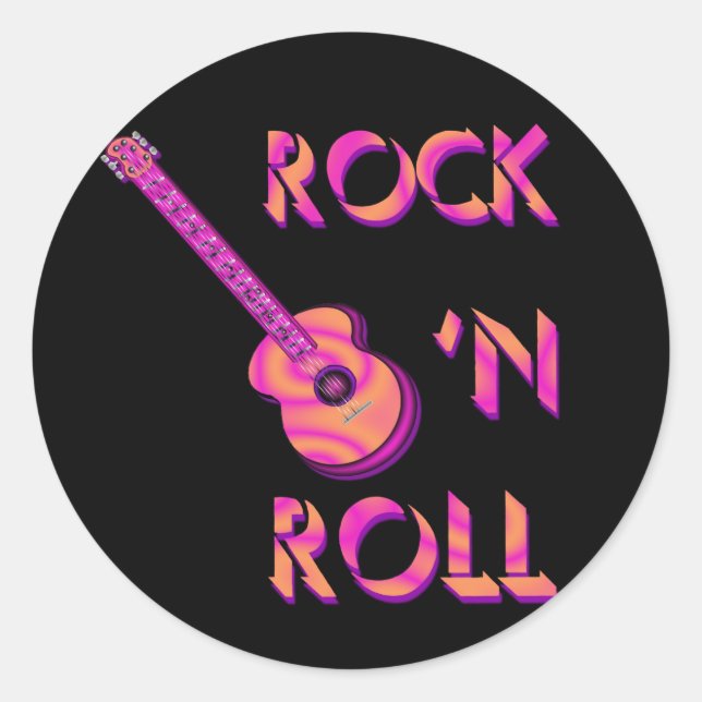 Sticker de guitare acoustique Rock 'n Roll (Devant)
