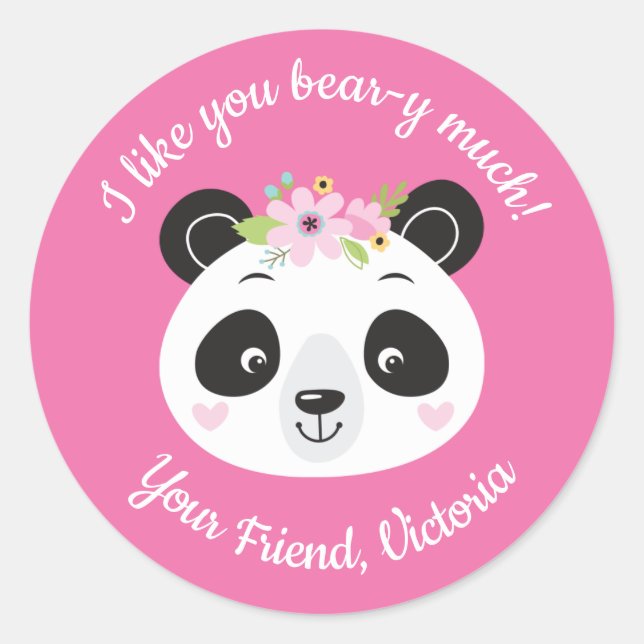 Sticker de jour Panda Face Cute Kids Valentines (Devant)