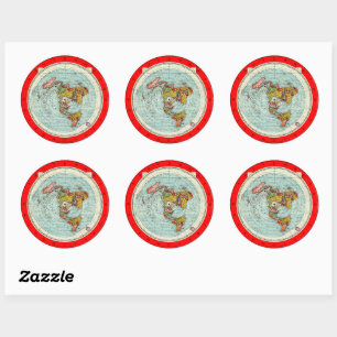 Sticker de la carte de projection de la Terre plat