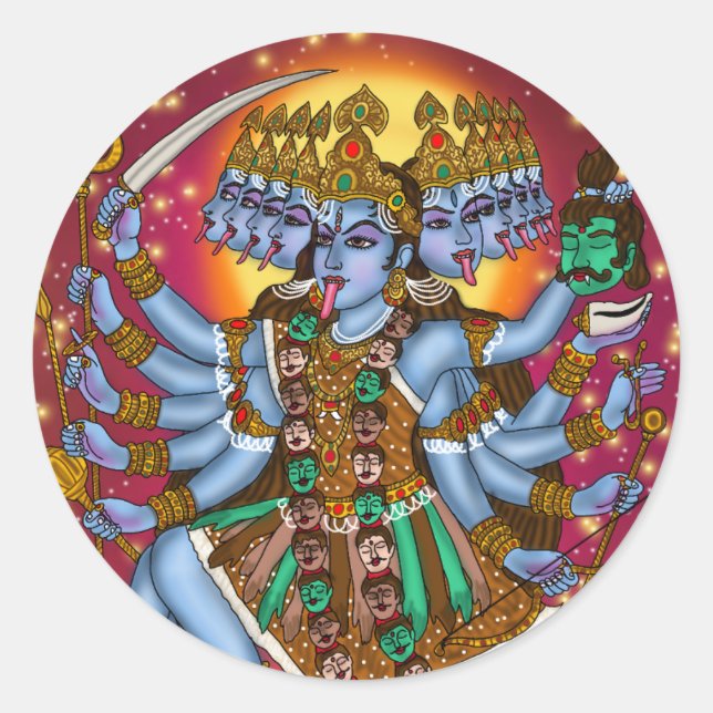 Sticker de la déesse Mahakali | Fierce Hindu Devi  (Devant)
