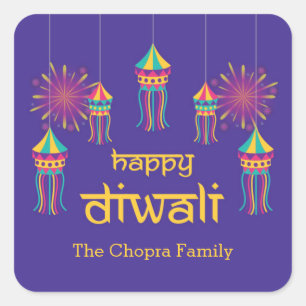 Sticker de la fête de Diwali avec lanternes
