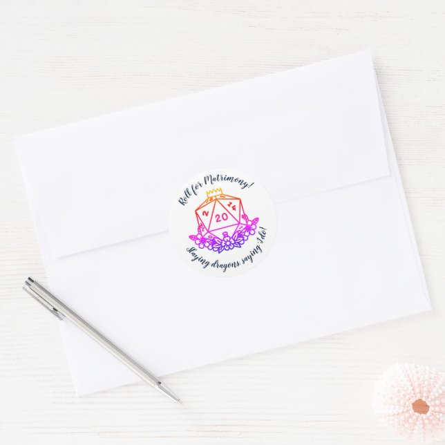 Sticker de la fête de mariage D&D : Rouleau pour m (Enveloppe)