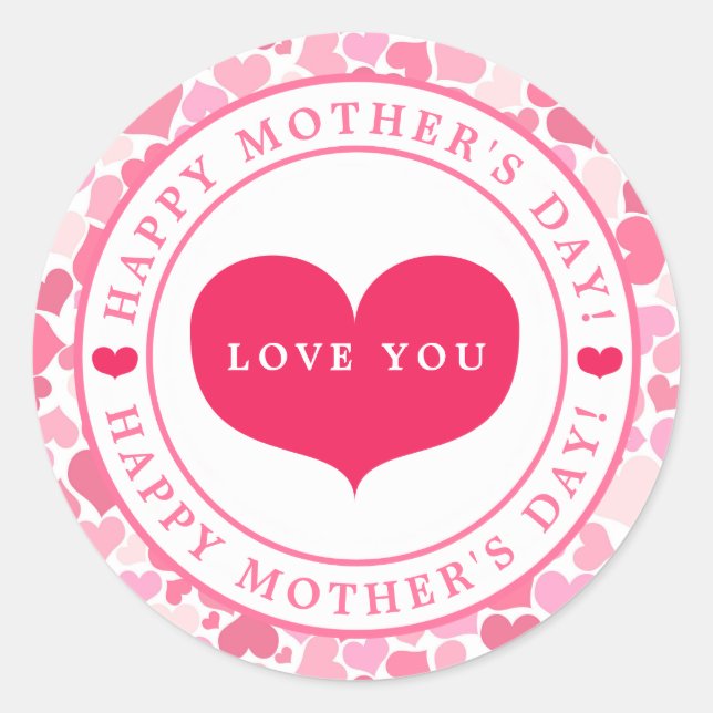 Sticker de la fête des mères Motif de Coeurs roses (Devant)