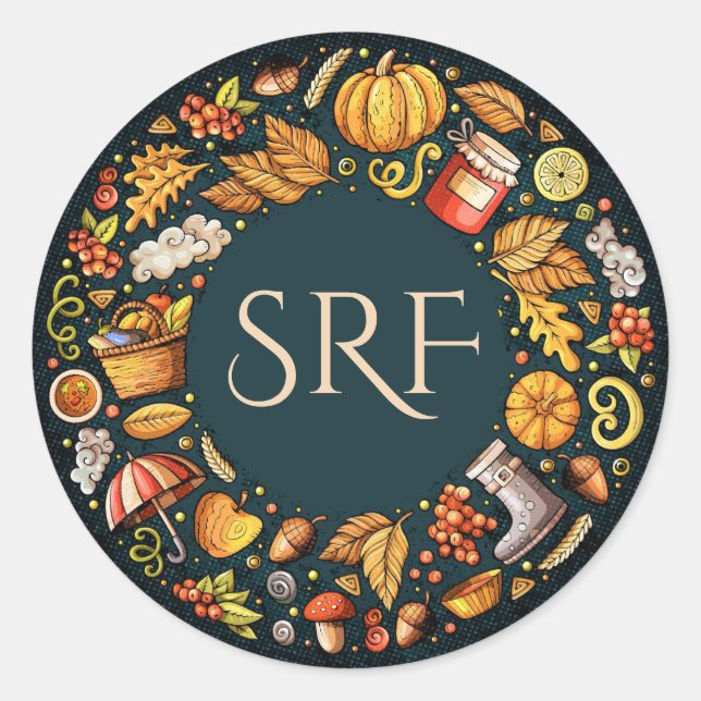 Sticker de la saison automnale Monogramme (Devant)