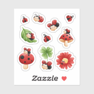 Sticker de Ladybug mignon - Design de la nature Wh