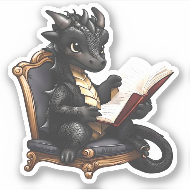 Sticker de lecture de dragon noir (Devant)