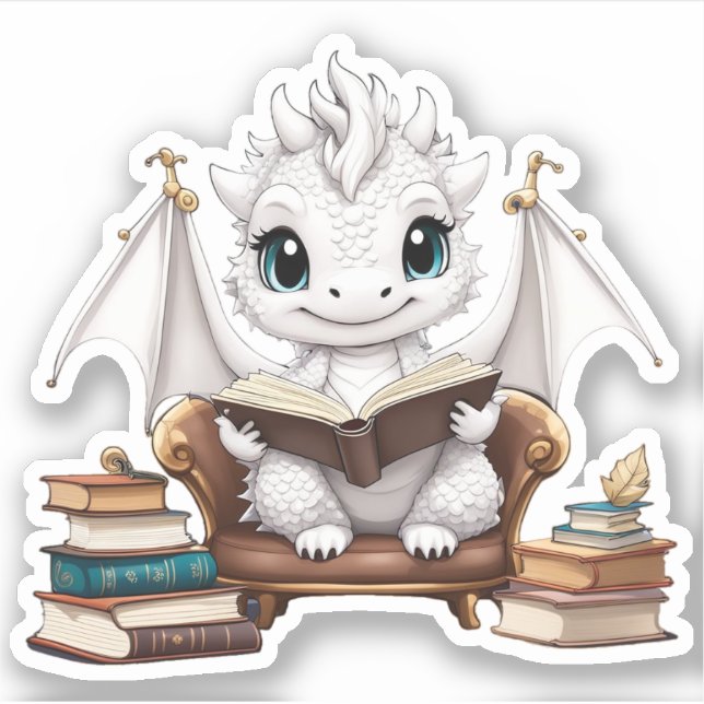Sticker de lecture Dragon blanc (Devant)