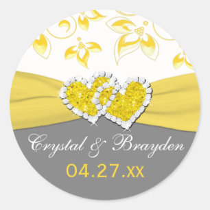 Sticker de mariage floral jaune, gris, blanc