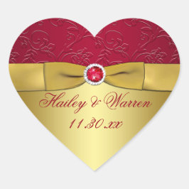 Sticker de mariage floral rouge, or