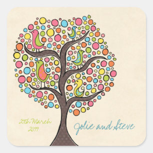 Sticker de mariage personnalisé avec Arbre-Arc-en-