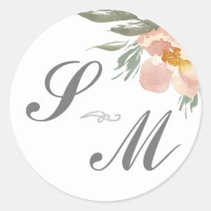 Sticker de mariage pour un monogramme orange clair