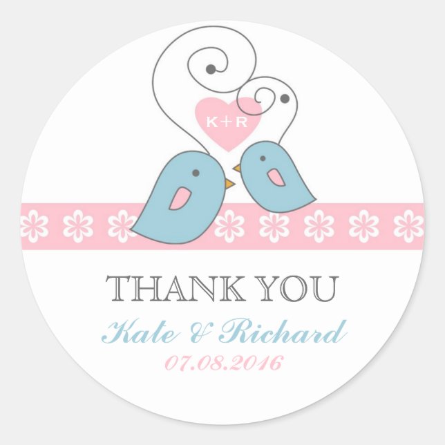 Sticker de mariage préféré aux amoureux roses et b (Devant)