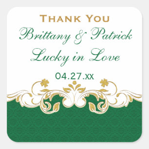 Sticker de mariage préféré, vert, blanc, manuscrit