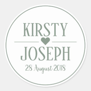 Sticker de mariage rustique Boho Feather Green Spr