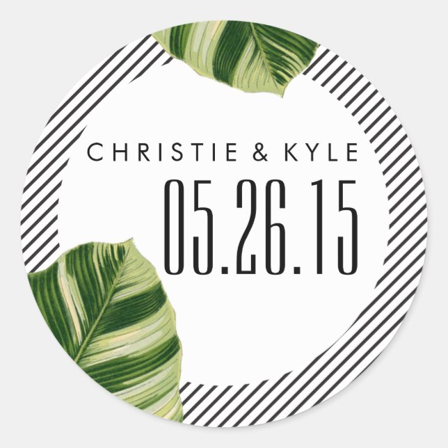 Sticker de mariage tropical Palm Tree Beach (Devant)