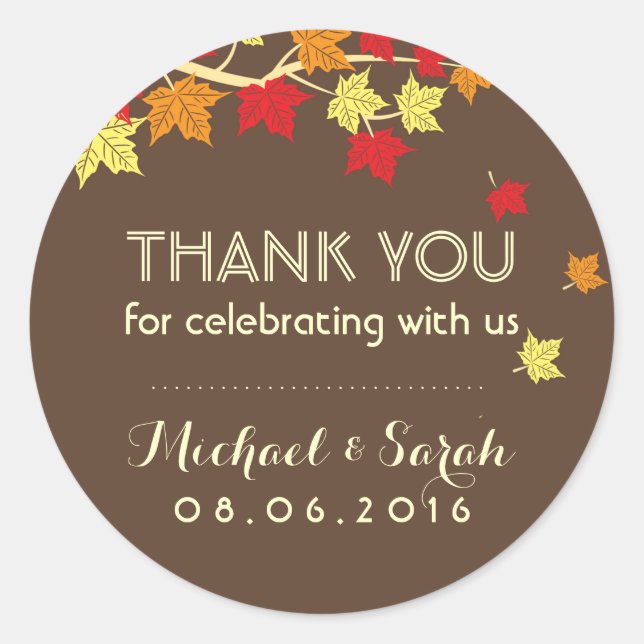 Sticker de Merci d'automne Brown d'automne Feuille (Devant)