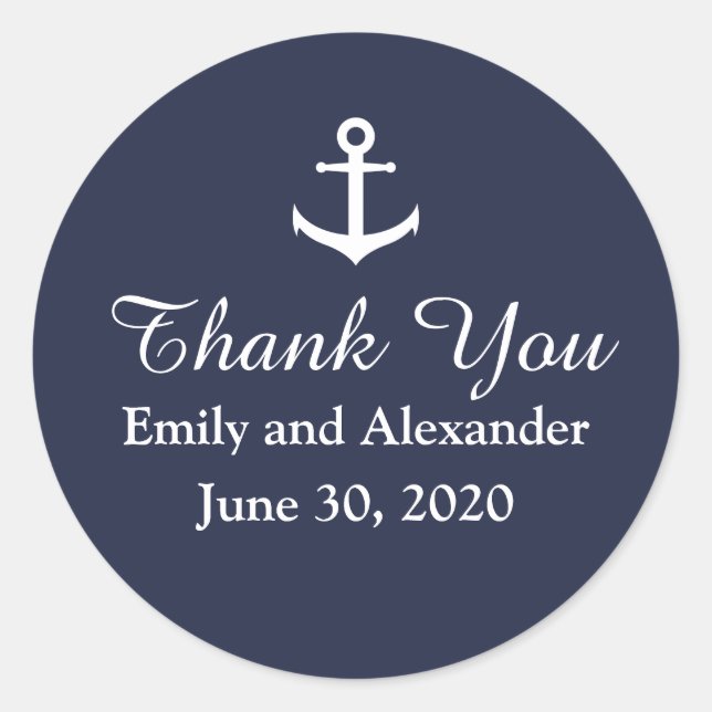 Sticker de Merci Mariage nautique personnalisé (Devant)