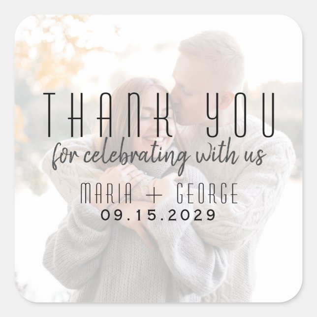Sticker de Merci Mariage photo moderne (Devant)