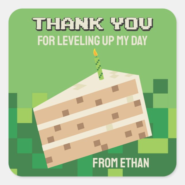 Sticker de Merci Pixelelelated Cake Gamer Party (Devant)