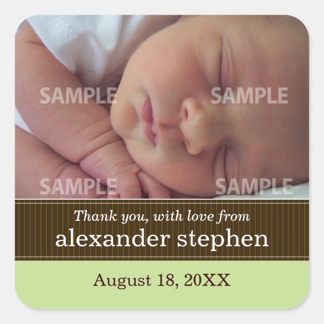 Sticker de message pour bébé Pinstripe Ribbon (Devant)