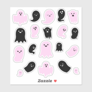 Sticker De mignons fantômes noirs et roses