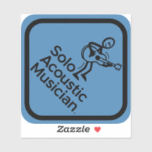 Sticker de musicien acoustique solo 4"x4" Bleu