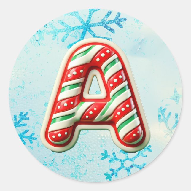 Sticker de Noël "A" sucre de canne, Stripes Festiv (Devant)