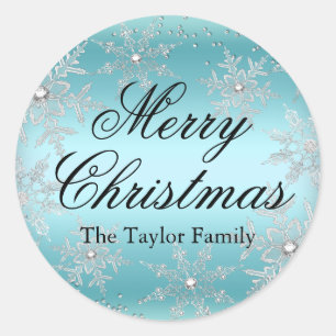 Sticker de Noël bleu Crystal Flake