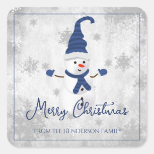 Sticker de Noël Blue Cute Snowman