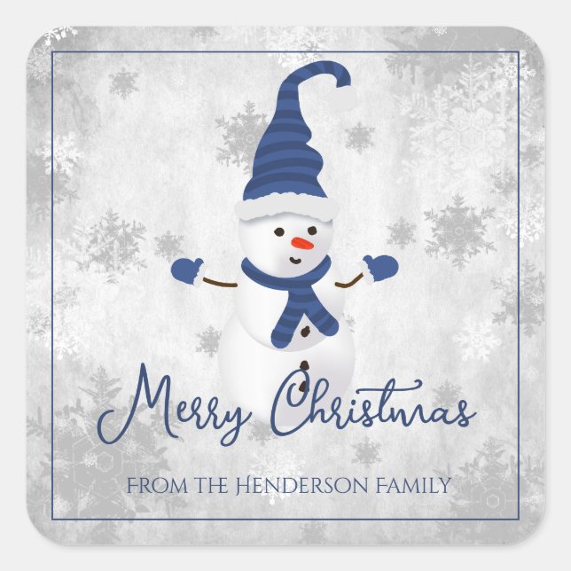 Sticker de Noël Blue Cute Snowman (Devant)