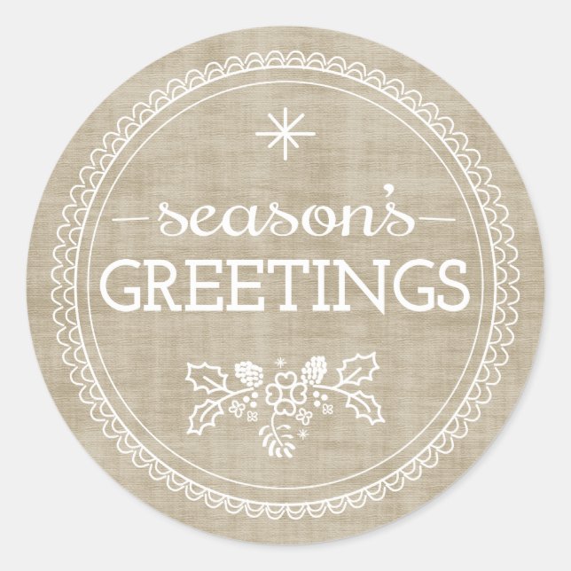 Sticker de Noël Burlap Bonnes Fêtes modernes (Devant)