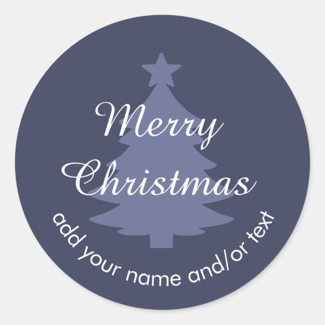 Sticker de Noël classique bleu personnalisé (Devant)