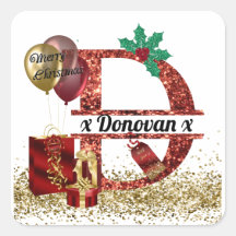 Sticker de Noël customisé, étiquette cadeau, Monog
