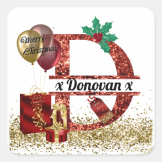 Sticker de Noël customisé, étiquette cadeau, Monog