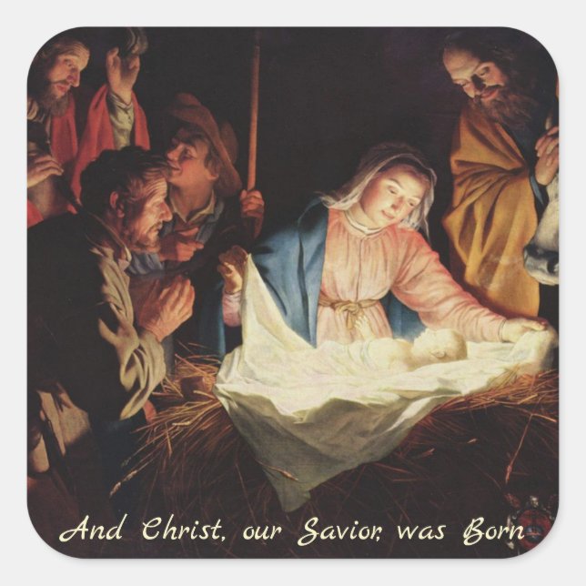 Sticker de Noël de Bethléem Jésus Christ et Marie (Devant)