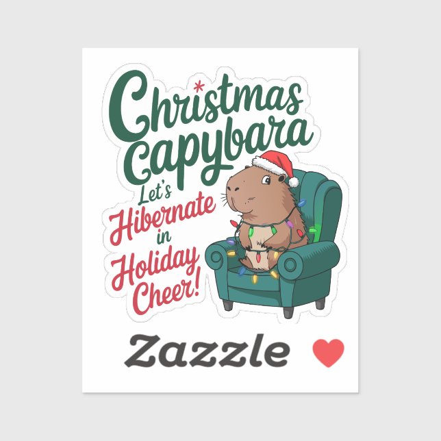 Sticker de Noël de Capybara (Feuille)