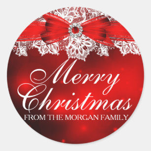 Sticker de Noël élégant Lace & Bow