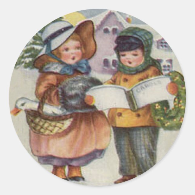 STICKER DE NOËL - ENFANTS CAROL CHANTER (Devant)