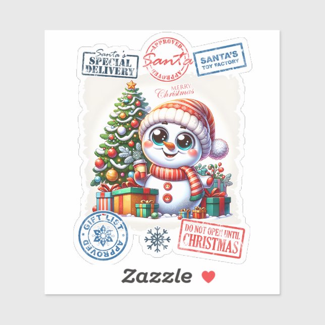 Sticker de Noël enneigé (Feuille)