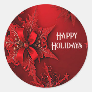 Sticker de Noël Floral au ruban rouge