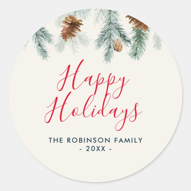 sticker de Noël floral heureux vacances de Noël (Devant)