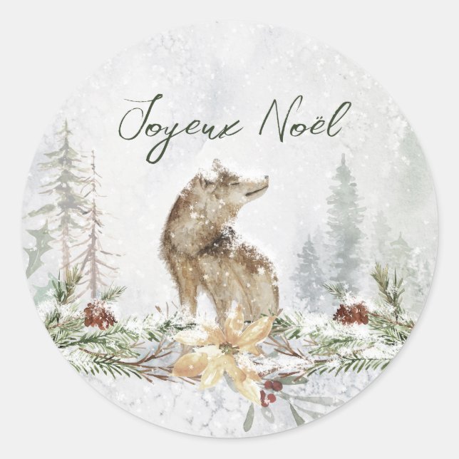 Sticker de Noël français pour loup de paysage de b (Devant)