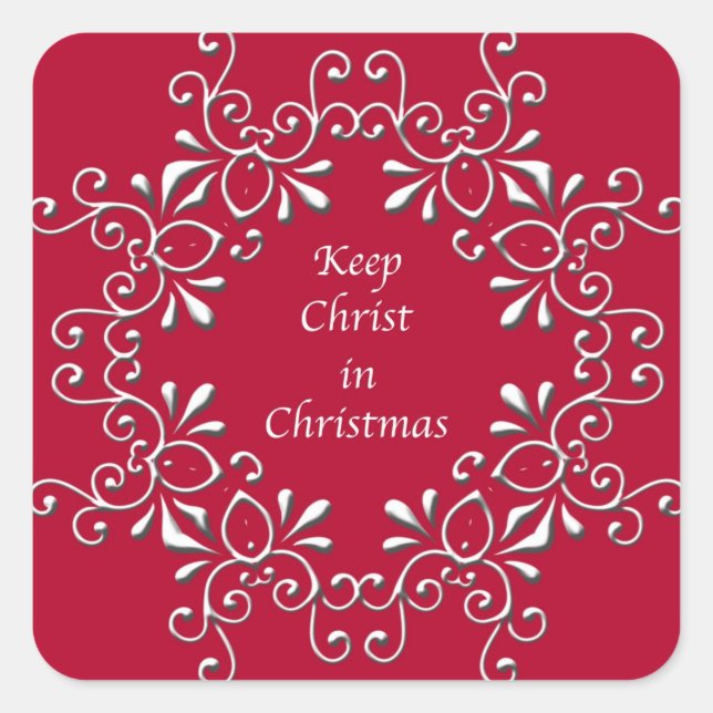 Sticker de Noël Garder le Christ en rouge (Devant)