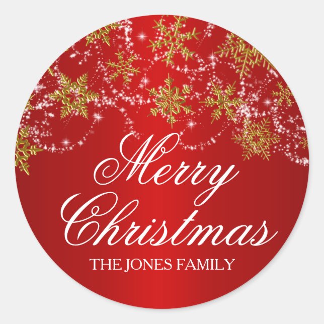 Sticker de Noël Gold & Red Snowflake (Devant)